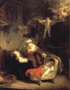 REMBRANDT Harmenszoon van Rijn The Holy Family with Angels china oil painting artist